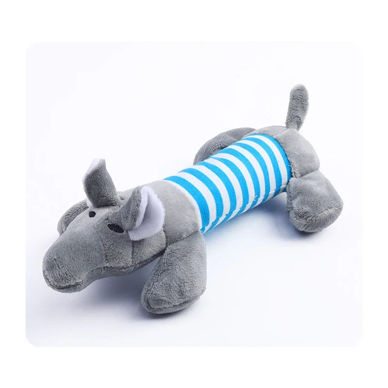 Pet Dogs, Cats, Plush Cartoon Embroidery, Bite Resistant and Stress Relieving, Ducks, Pigs, Elephants, Cute Vocalizations Toys