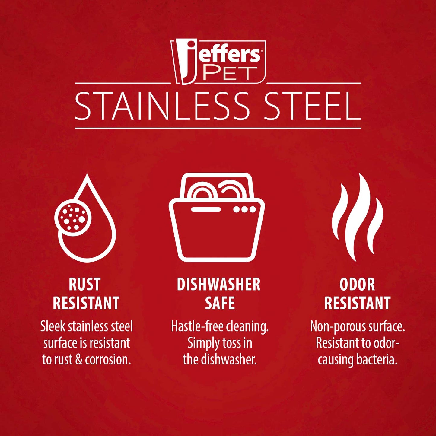 Jeffers Standard-Weight Stainless Steel Food & Water Pet Bowls
