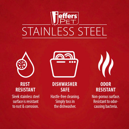 Jeffers Standard-Weight Stainless Steel Food & Water Pet Bowls